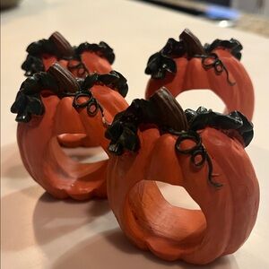 Set of 4 Pumpkin Shape Napkin Holders ceramic